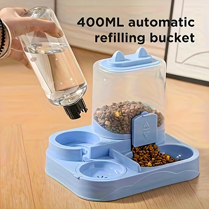 Automatic Pet Feeder Dry Wet Separation, 2-In-1 Large Capacity Water & Food Dispenser, Transparent Plastic, No Battery Needed, Cat Dog, Food Feeders