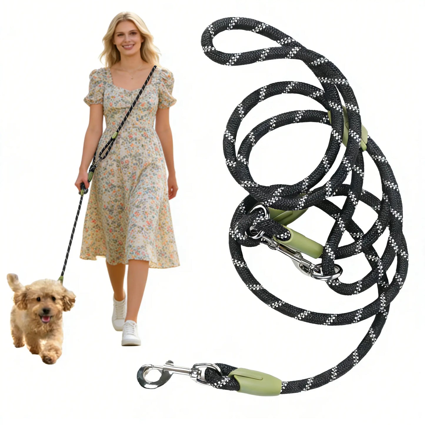 Multifunctional Hands-Free Dog Leash for Hiking and Training - Heavy-Duty Reflective Crossbody Walking Belt for Small to Large Dogs
