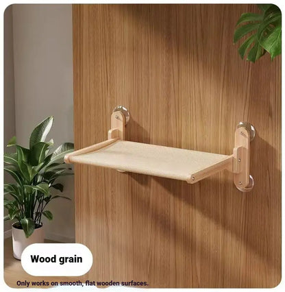 Foldable Solid Wood Cat Window Perch | Heavy Duty Suction Cup Hammock | Space Saving & Breathable Mesh | for Large Cats Home