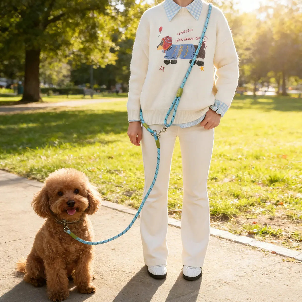 Multifunctional Hands-Free Dog Leash for Hiking and Training - Heavy-Duty Reflective Crossbody Walking Belt for Small to Large Dogs