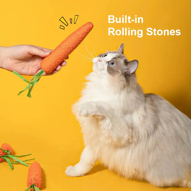 Lovely Caves Cotton Carrot Cat Chew Toy, 2 Count