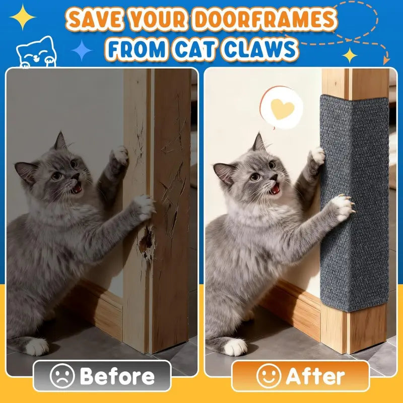 Corner Wall Cat Scratcher - Durable 19.6" x 7.8" Cat Scratch Pad for Indoor Use, Protects Furniture and Walls, Easy to Mount (Grey)