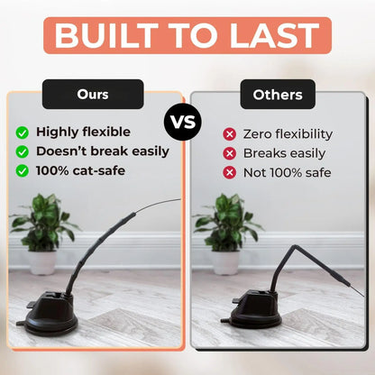 Interactive Bird Cat Toy with Suction Cup Base, Self-Play Feather Wand for Indoor Cats, 7 Replacement Birds with Bells