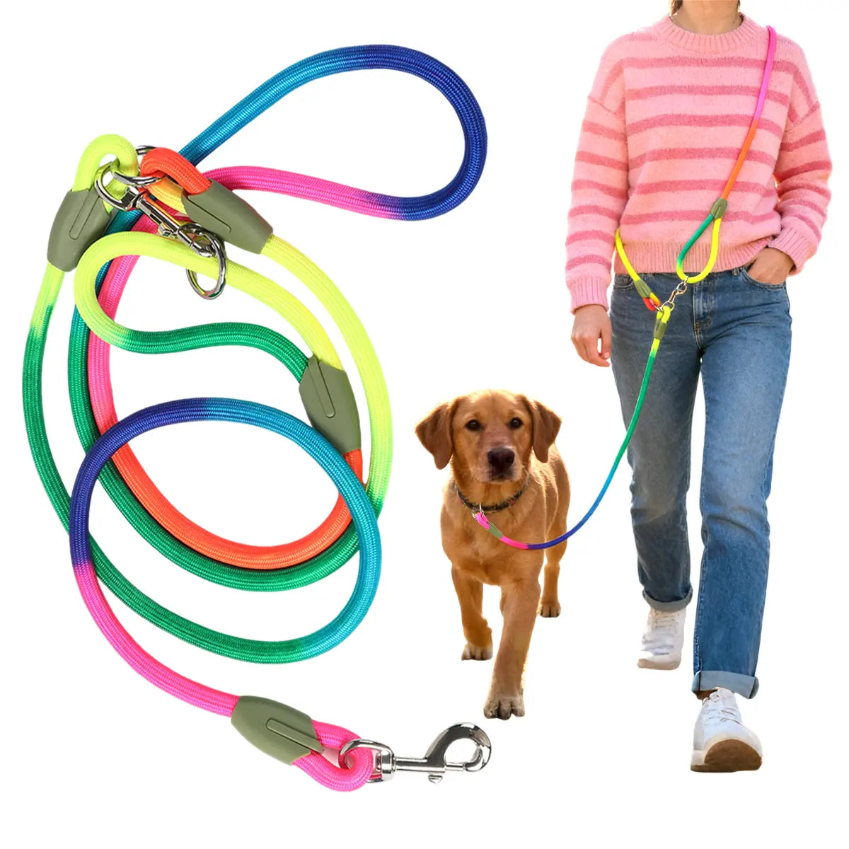 Multifunctional Hands-Free Dog Leash for Hiking and Training - Heavy-Duty Reflective Crossbody Walking Belt for Small to Large Dogs