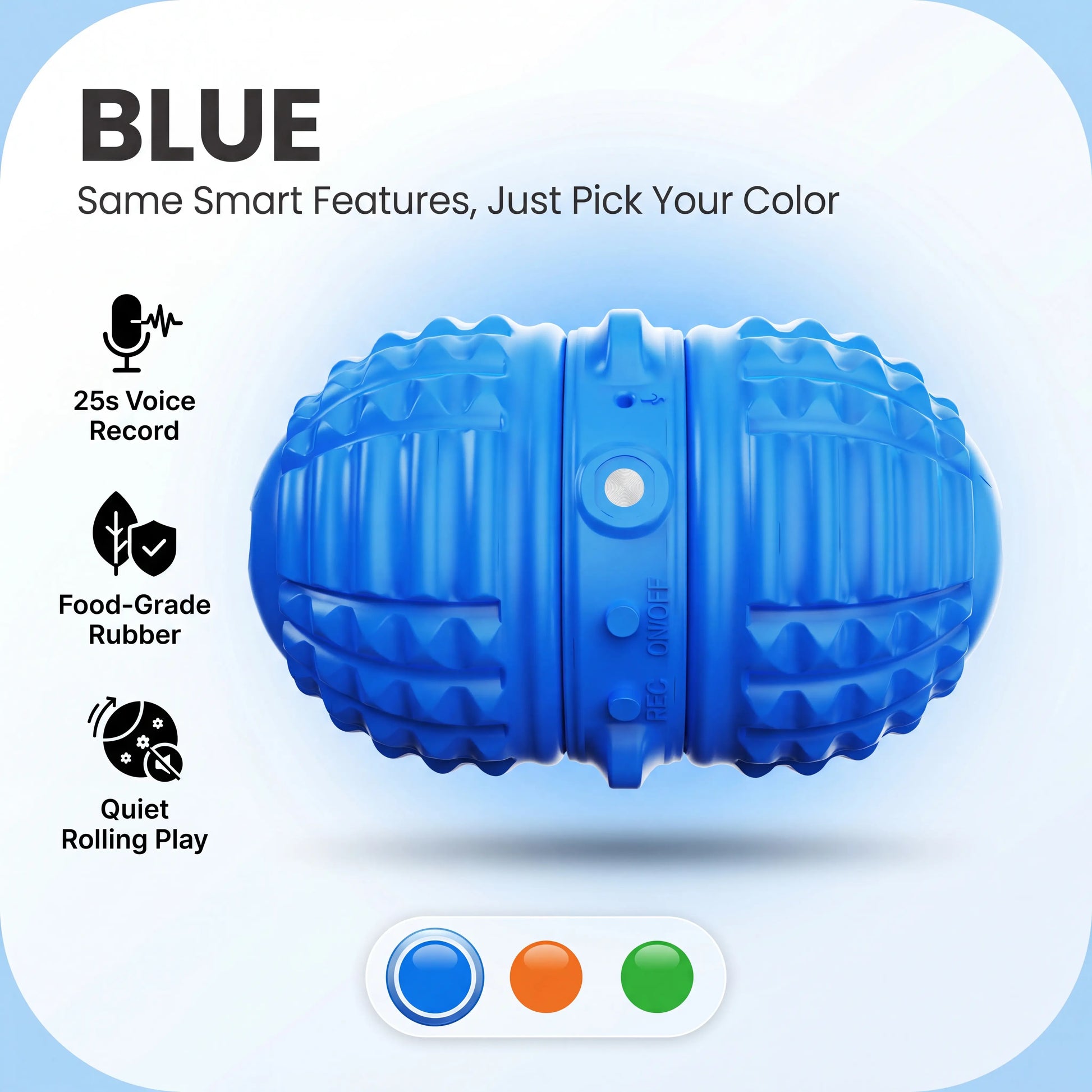 Smartwell Automatic Rolling Ball Dog Toy - Solid, Dual-Motor, Rope-Attached, 1500Mah Rechargeable Rolling Play Boredom Relief Toy for Small & Medium Dogs