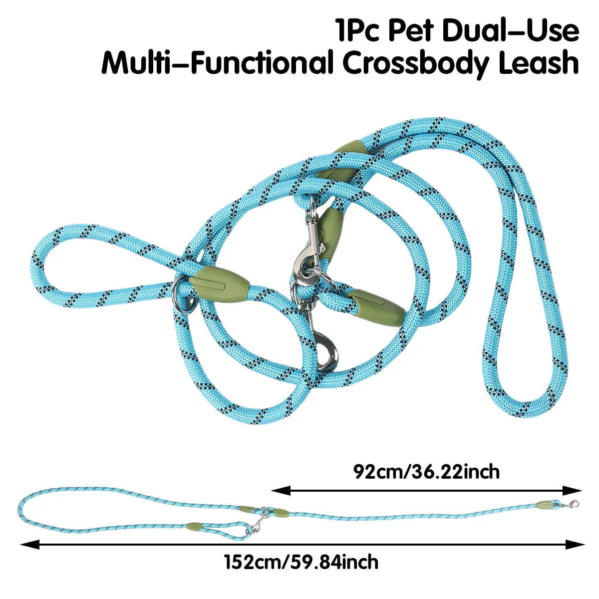 Multifunctional Hands-Free Dog Leash for Hiking and Training - Heavy-Duty Reflective Crossbody Walking Belt for Small to Large Dogs