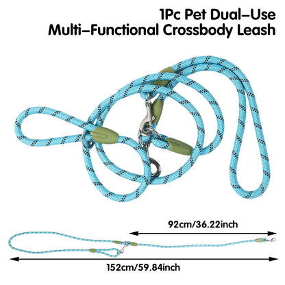 Multifunctional Hands-Free Dog Leash for Hiking and Training - Heavy-Duty Reflective Crossbody Walking Belt for Small to Large Dogs