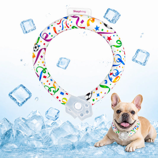 Premium Reusable Pet Cooling Collar with 64°F PCM Ice Ring for Dogs and Cats - Sweat-Free, Fast Freezing Neck Wrap for Summer Outdoor Activities and Heat Relief, Safe TPU Design for Puppies and Large Dogs