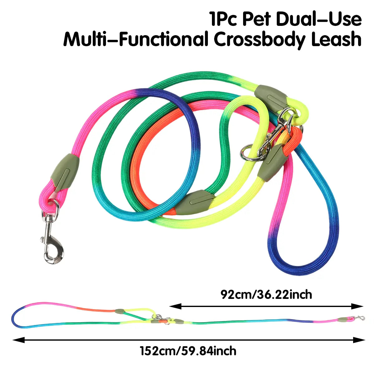 Multifunctional Hands-Free Dog Leash for Hiking and Training - Heavy-Duty Reflective Crossbody Walking Belt for Small to Large Dogs