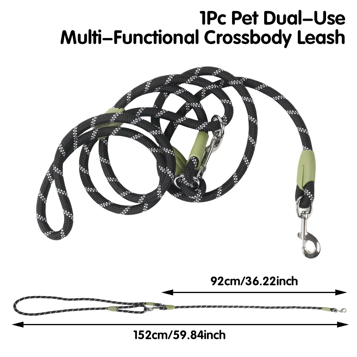 Multifunctional Hands-Free Dog Leash for Hiking and Training - Heavy-Duty Reflective Crossbody Walking Belt for Small to Large Dogs