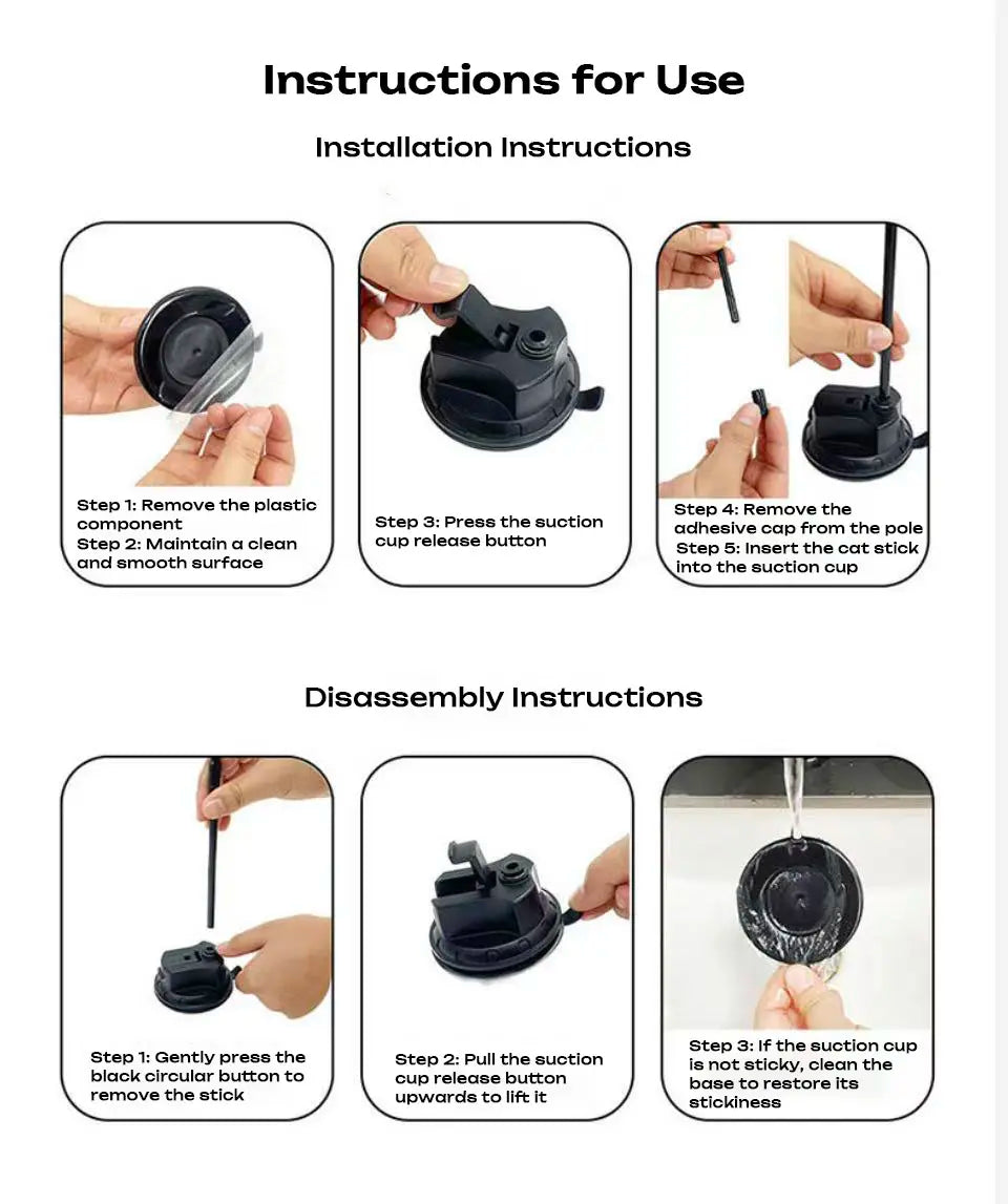 Interactive Bird Cat Toy with Suction Cup Base, Self-Play Feather Wand for Indoor Cats, 7 Replacement Birds with Bells