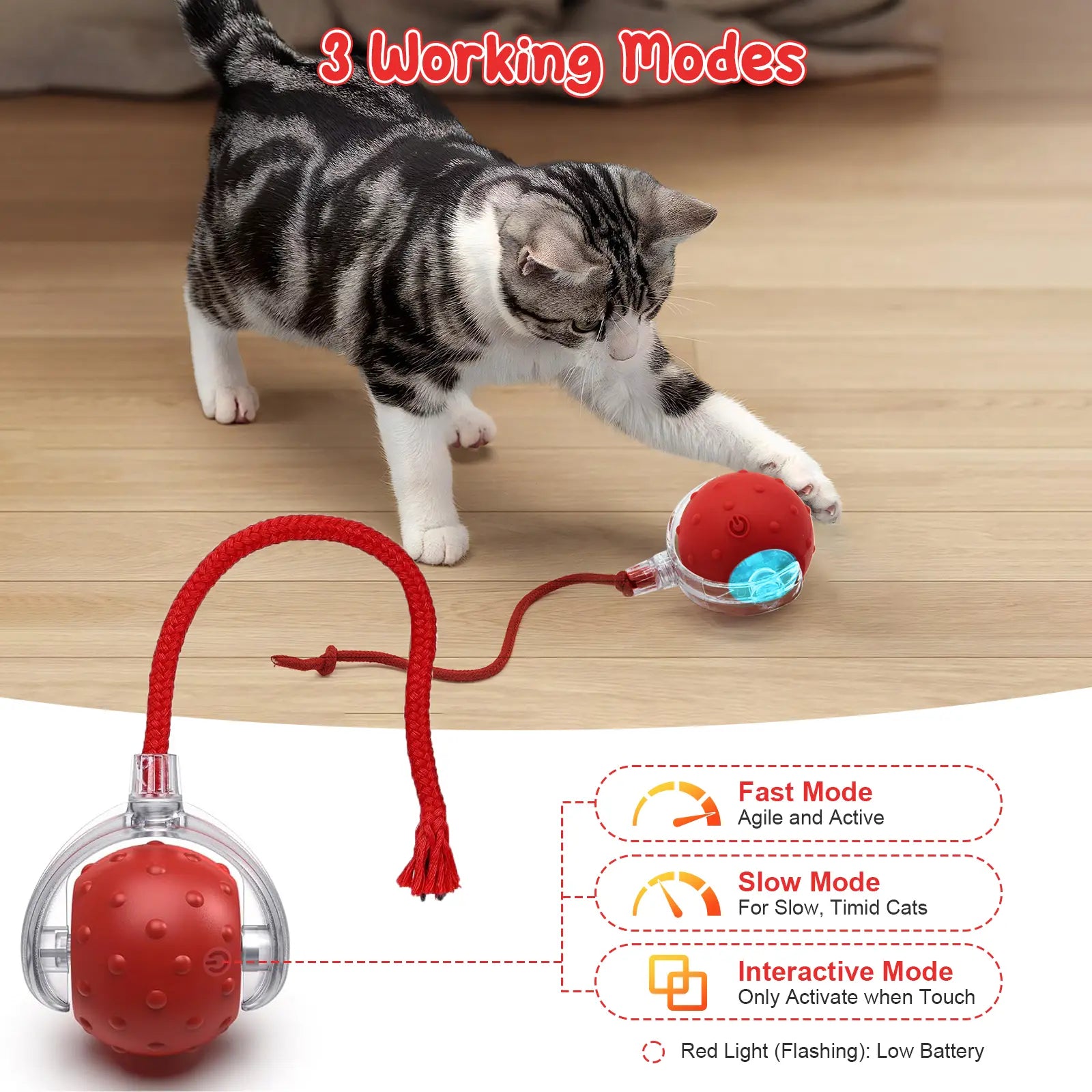 Interactive Cat Toys for Indoor Cats,Usb Rechargeable, Fast Rolling Cat Ball Toy on Rug, Bird Chirping & Motion Activated Cat Ball, Anti-Depression Pet Toy Fun Gift with Light,Playtime Exercise Entertainment
